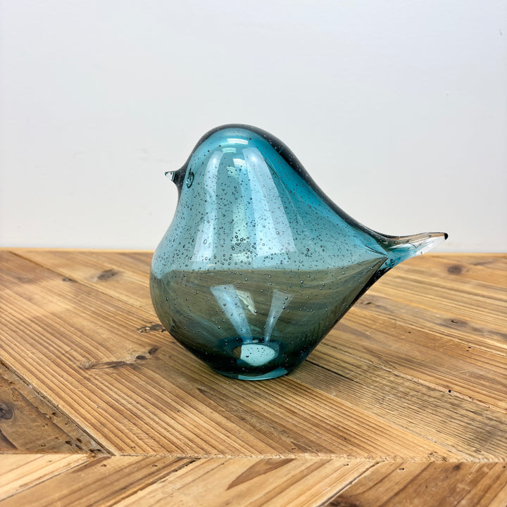 Blue Bubble Glass Bird Figurine - 2 Sizes