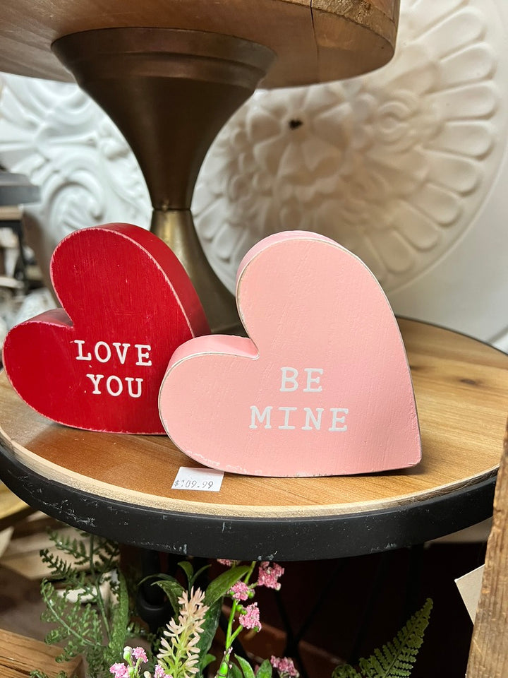 Wooden Hearts with Words: I'm Yours, Be Mine, Love You