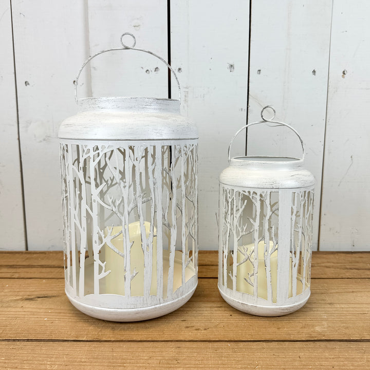 White Metal Birch Lanterns