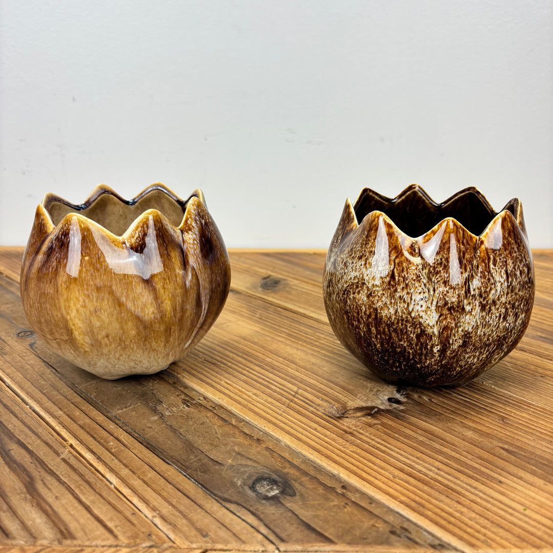 Stoneware Flower Shaped Planter - 2 Styles