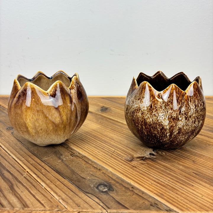 Stoneware Flower Shaped Planter - 2 Styles