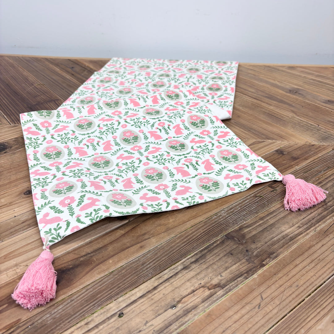 Pink Floral and Bunny Table Runner