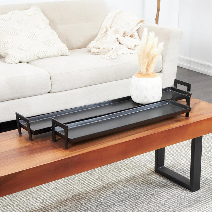Black Metal Nesting Trays with Handles - 2 Sizes