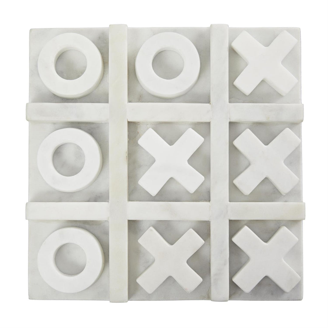 White Marble Tic Tac Toe Set