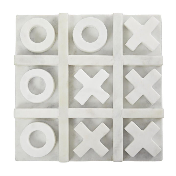 White Marble Tic Tac Toe Set