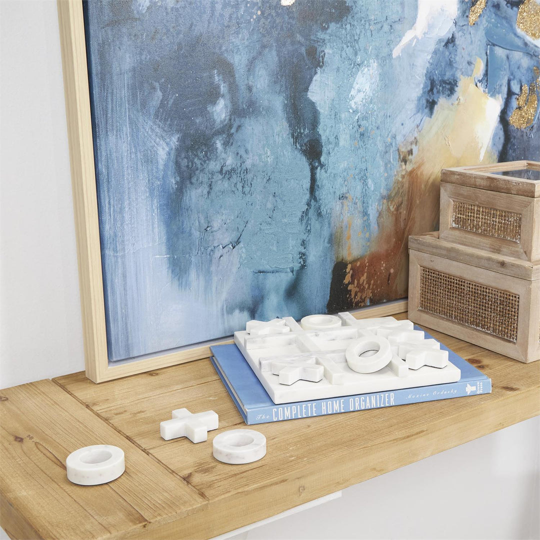 White Marble Tic Tac Toe Set