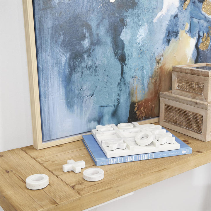 White Marble Tic Tac Toe Set