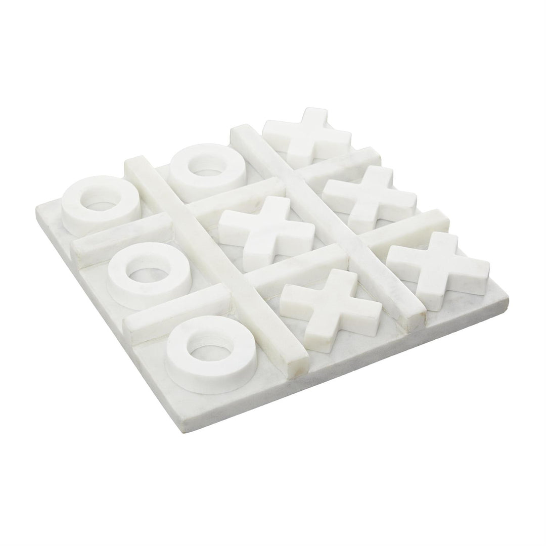 White Marble Tic Tac Toe Set