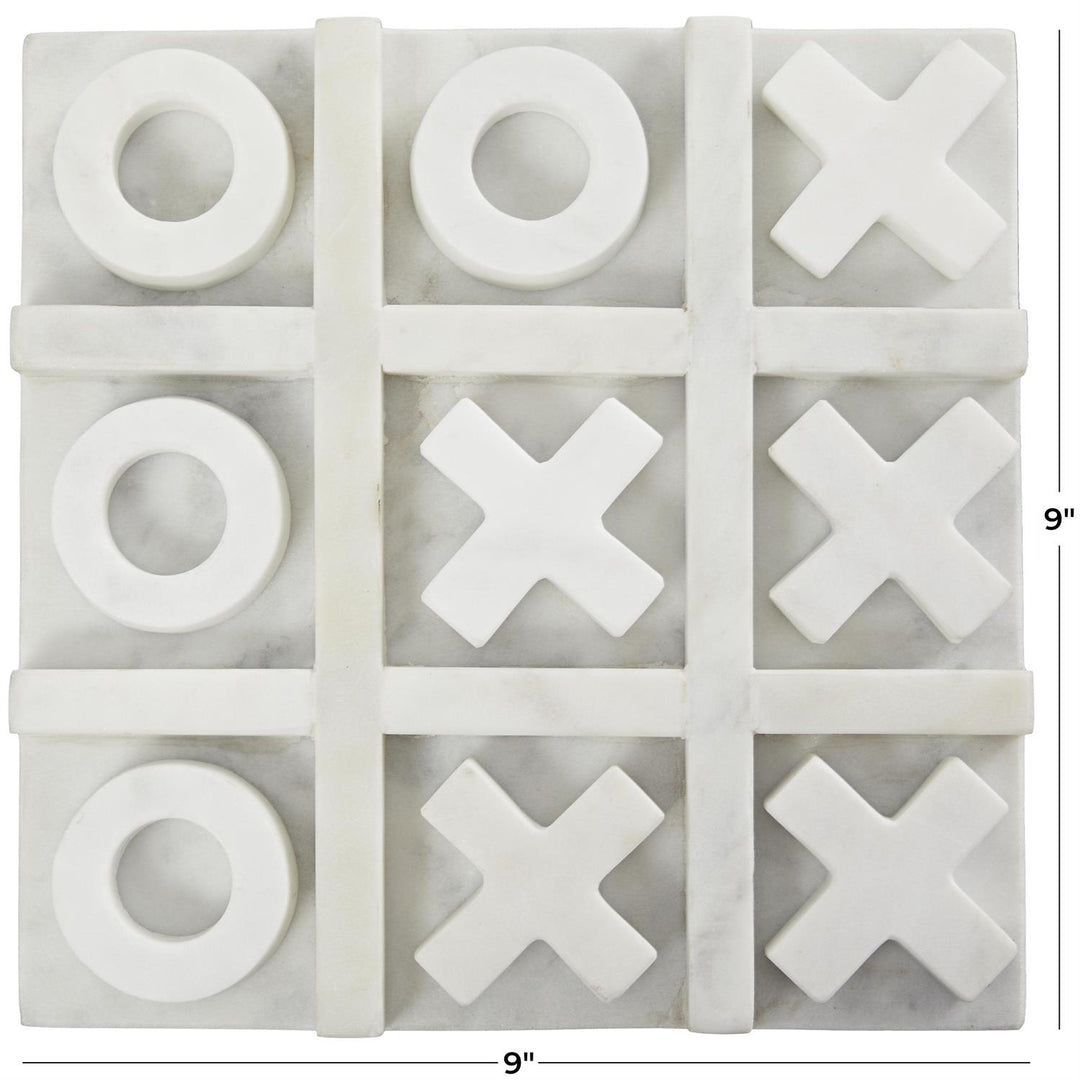 White Marble Tic Tac Toe Set