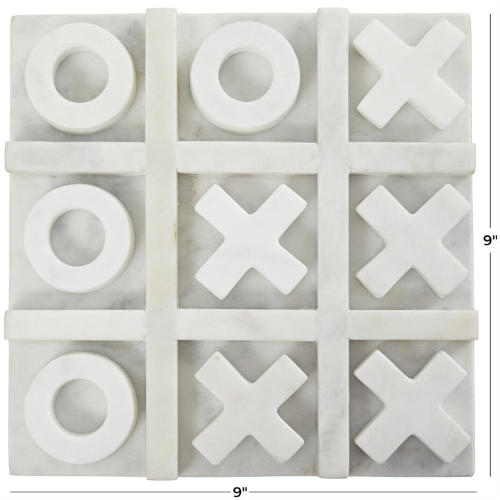 White Marble Tic Tac Toe Set