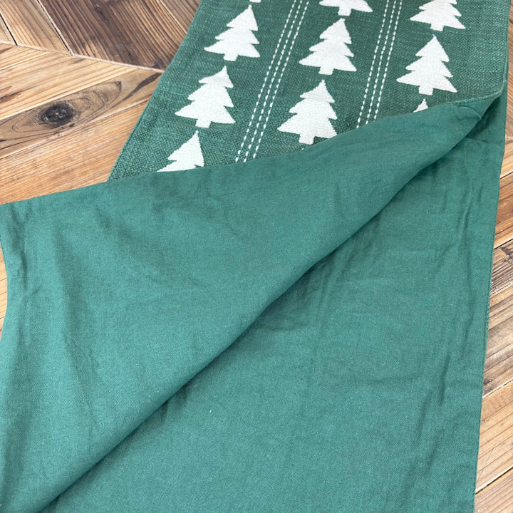 Green Table Runner with Trees