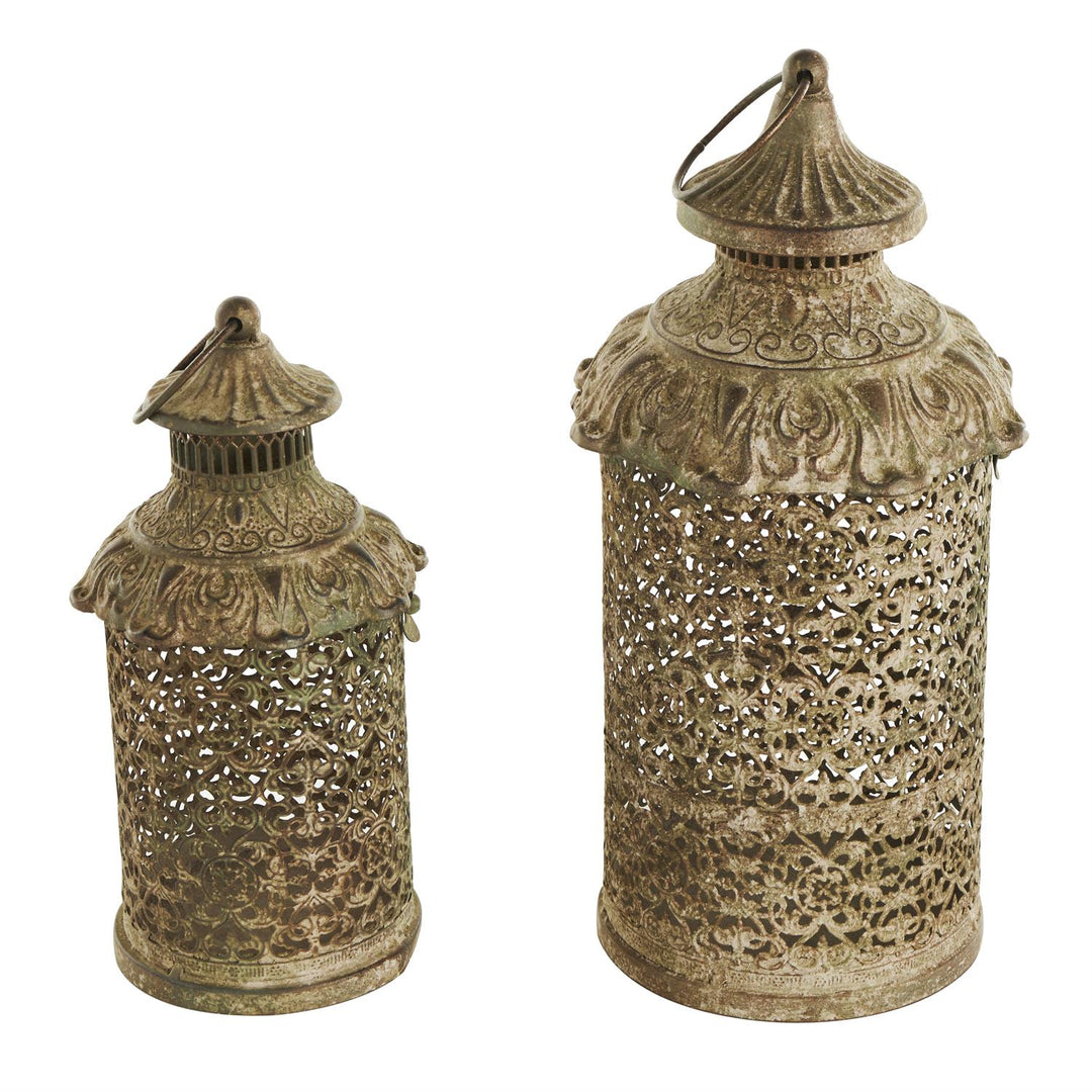 Brown Metal Scroll Distressed Lanterns, 2 sizes available