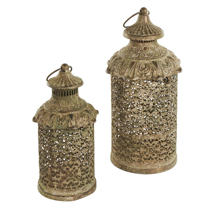 Brown Metal Scroll Distressed Lanterns, 2 sizes available