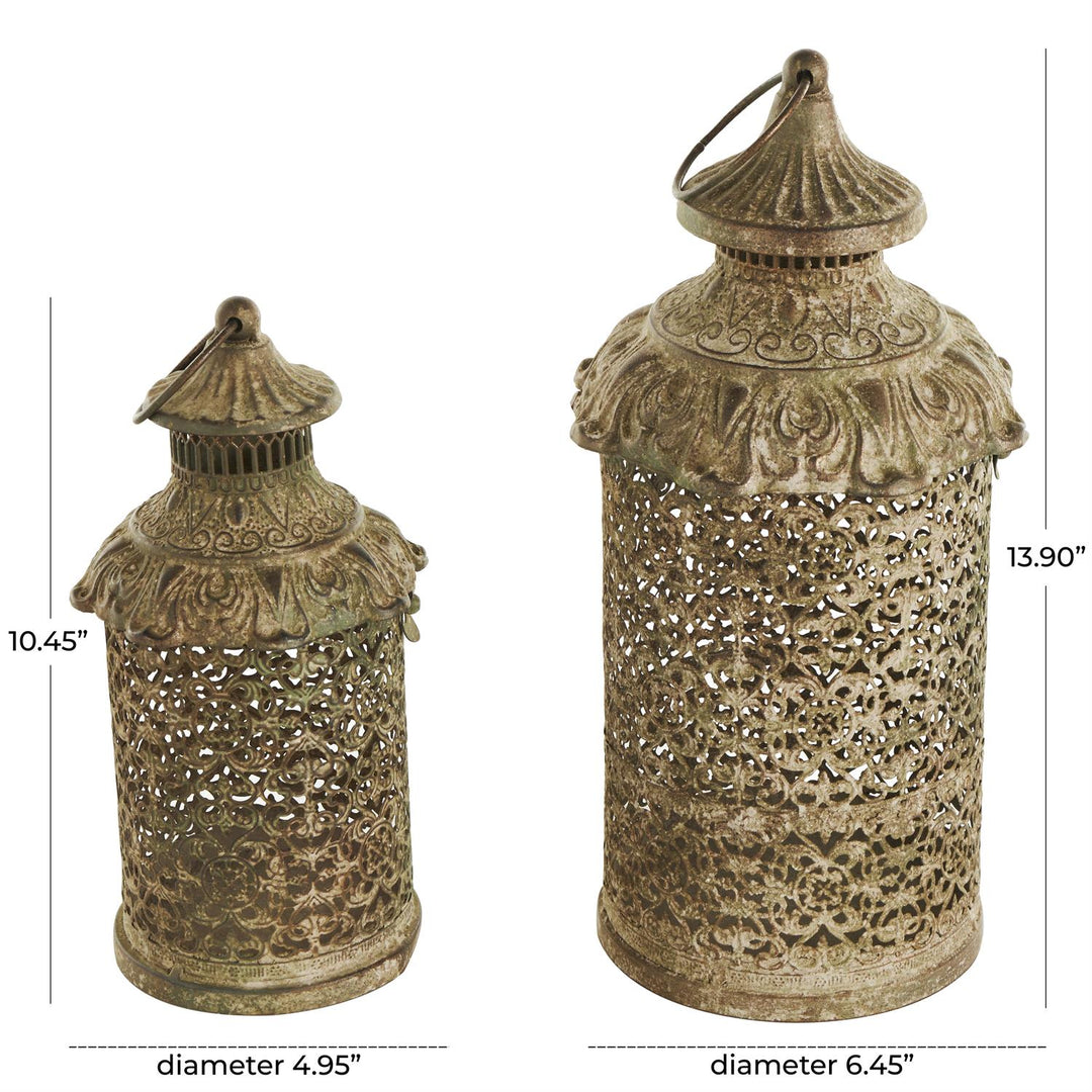 Brown Metal Scroll Distressed Lanterns, 2 sizes available