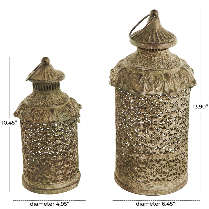 Brown Metal Scroll Distressed Lanterns, 2 sizes available