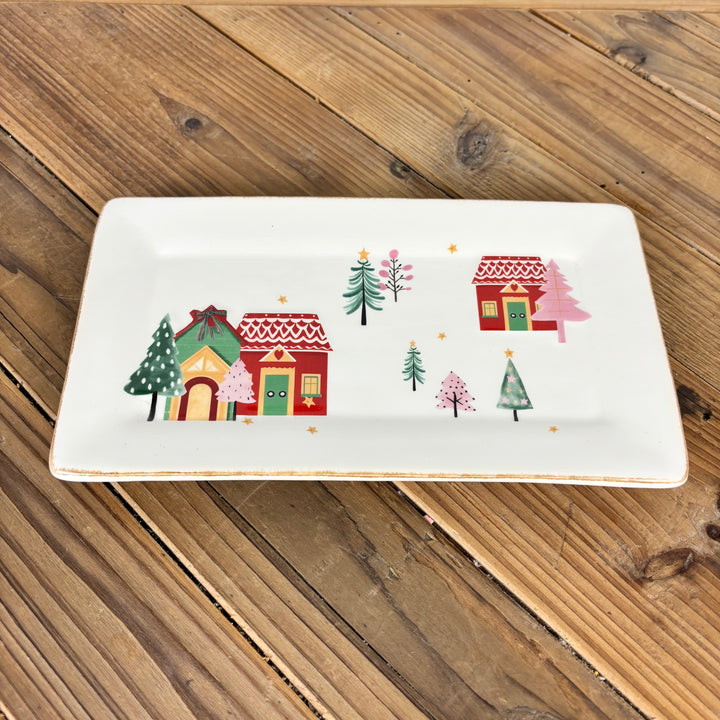 Holiday scene tray
