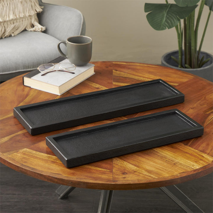 Black Marble Slim Textured Tray, 2 Sizes