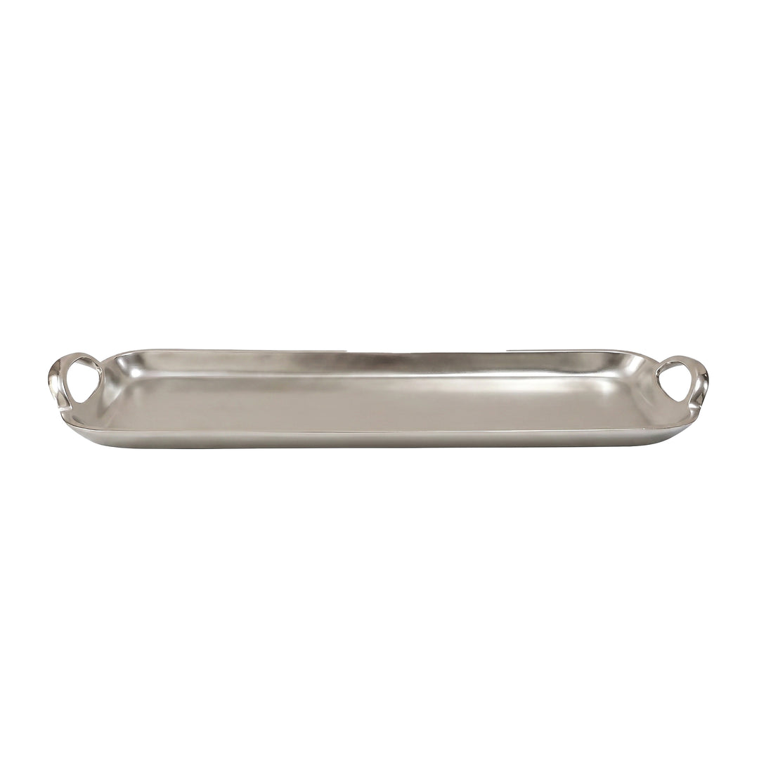 Long Silver Cast Aluminum Handled Tray