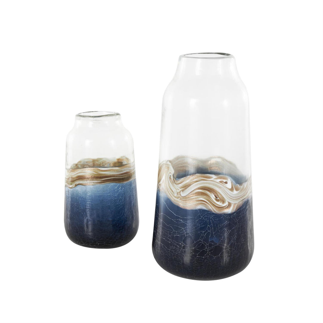 Blue Glass Textured Swirl Vase - 2 Sizes