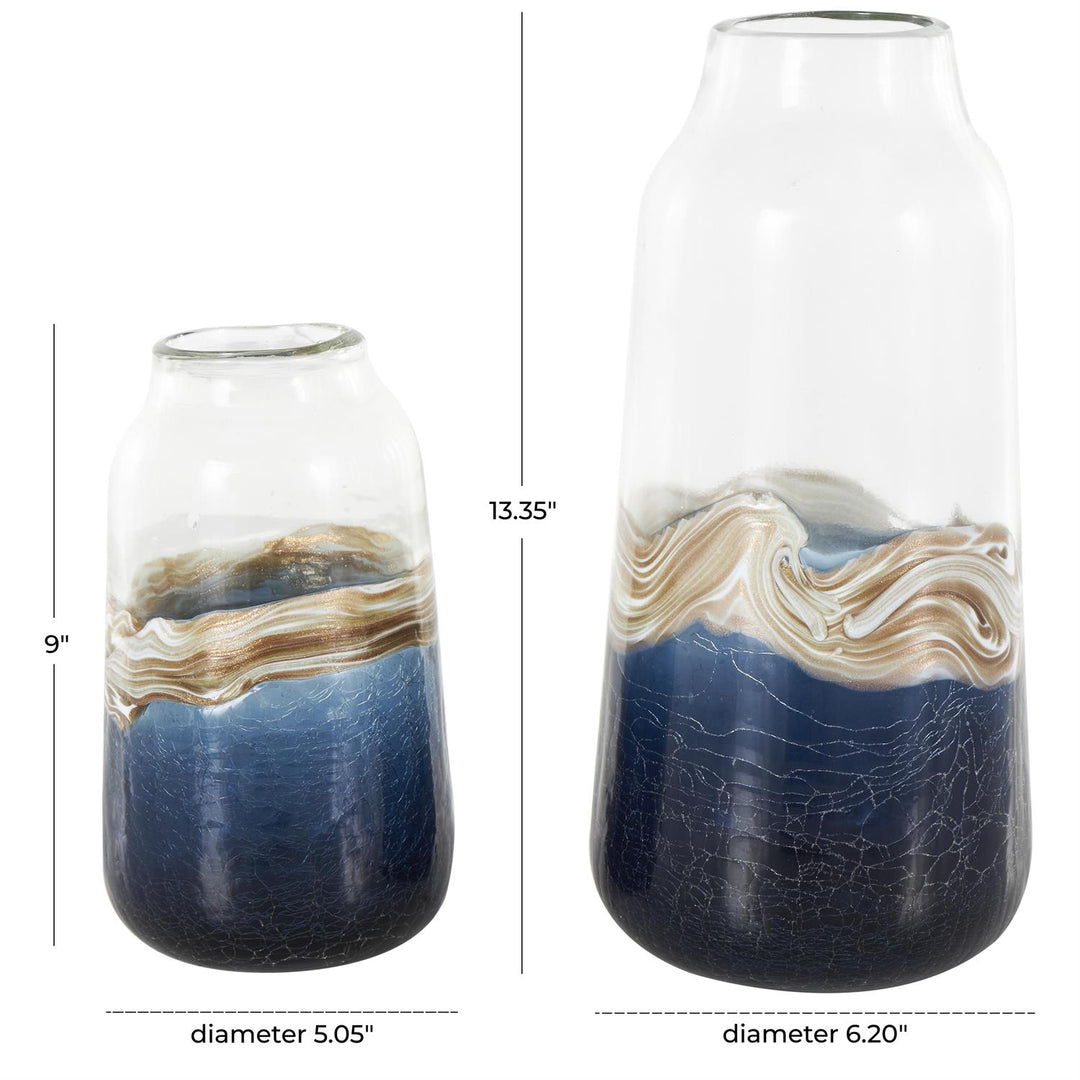 Blue Glass Textured Swirl Vase - 2 Sizes