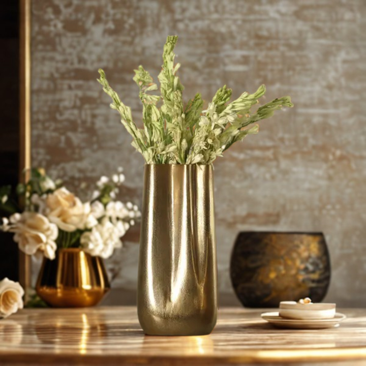 Tall Gold Sculpted Vases, 2 Sizes