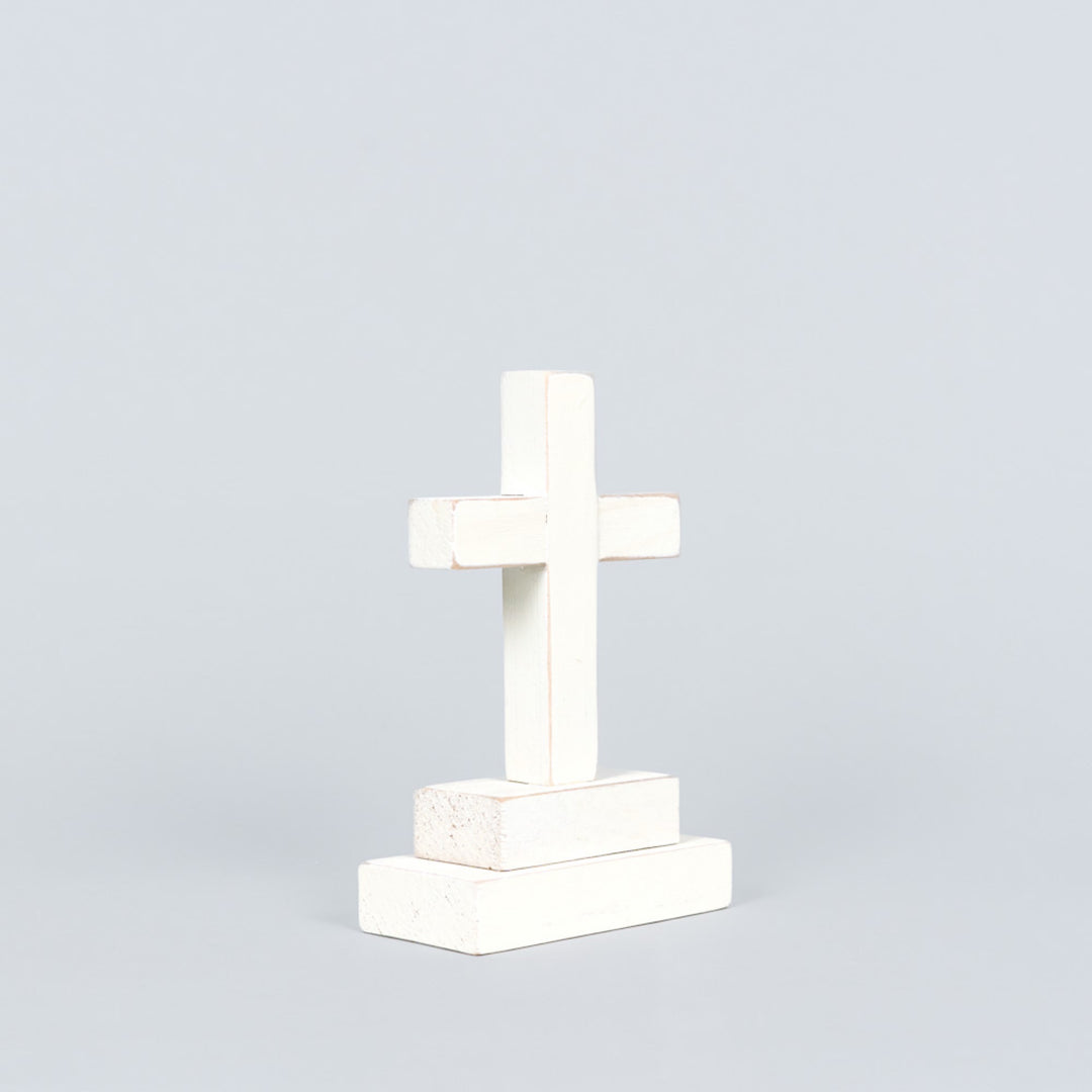 Wood Cross On Stand, 2 sizes, 2 colors