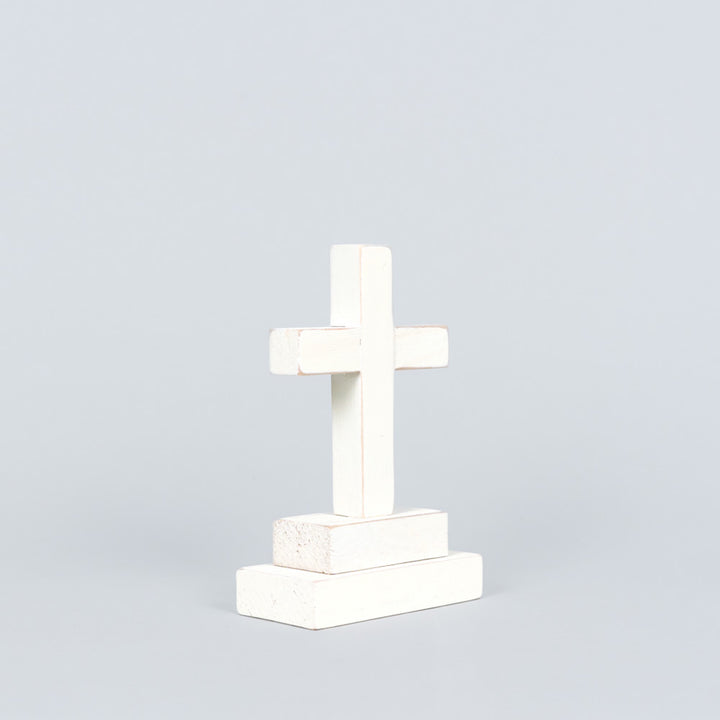 Wood Cross On Stand, 2 sizes, 2 colors