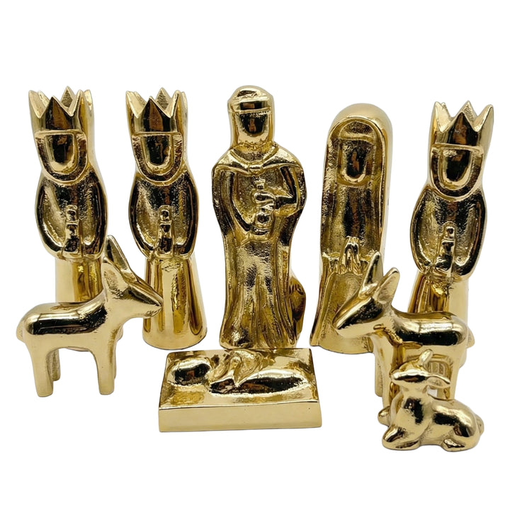 Gold Cast Aluminum Nativity Set
