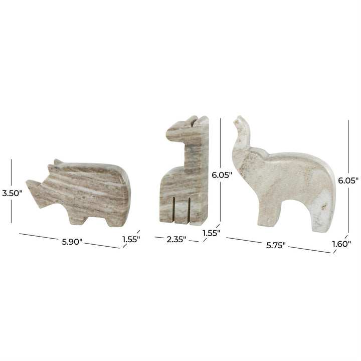 Marble Safari Animals, Set of 3 - 3 Colors