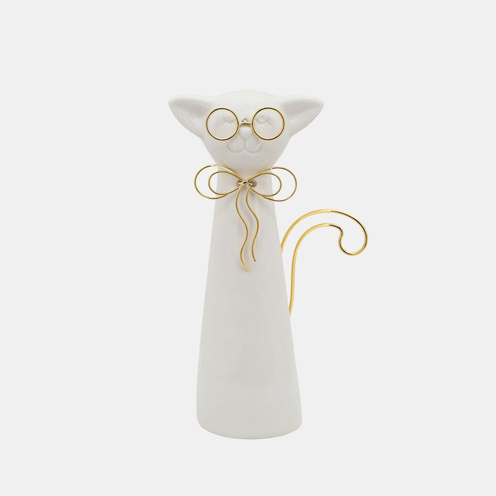 Ceramic Cat with Glasses, 2 sizes