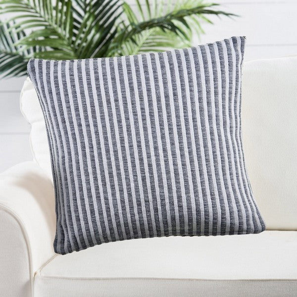Gray and White Striped Pillow