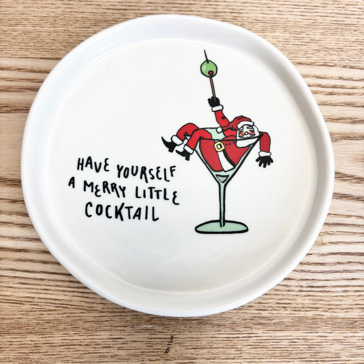 Tipsy Holiday Stoneware Plates - 4 Styles
