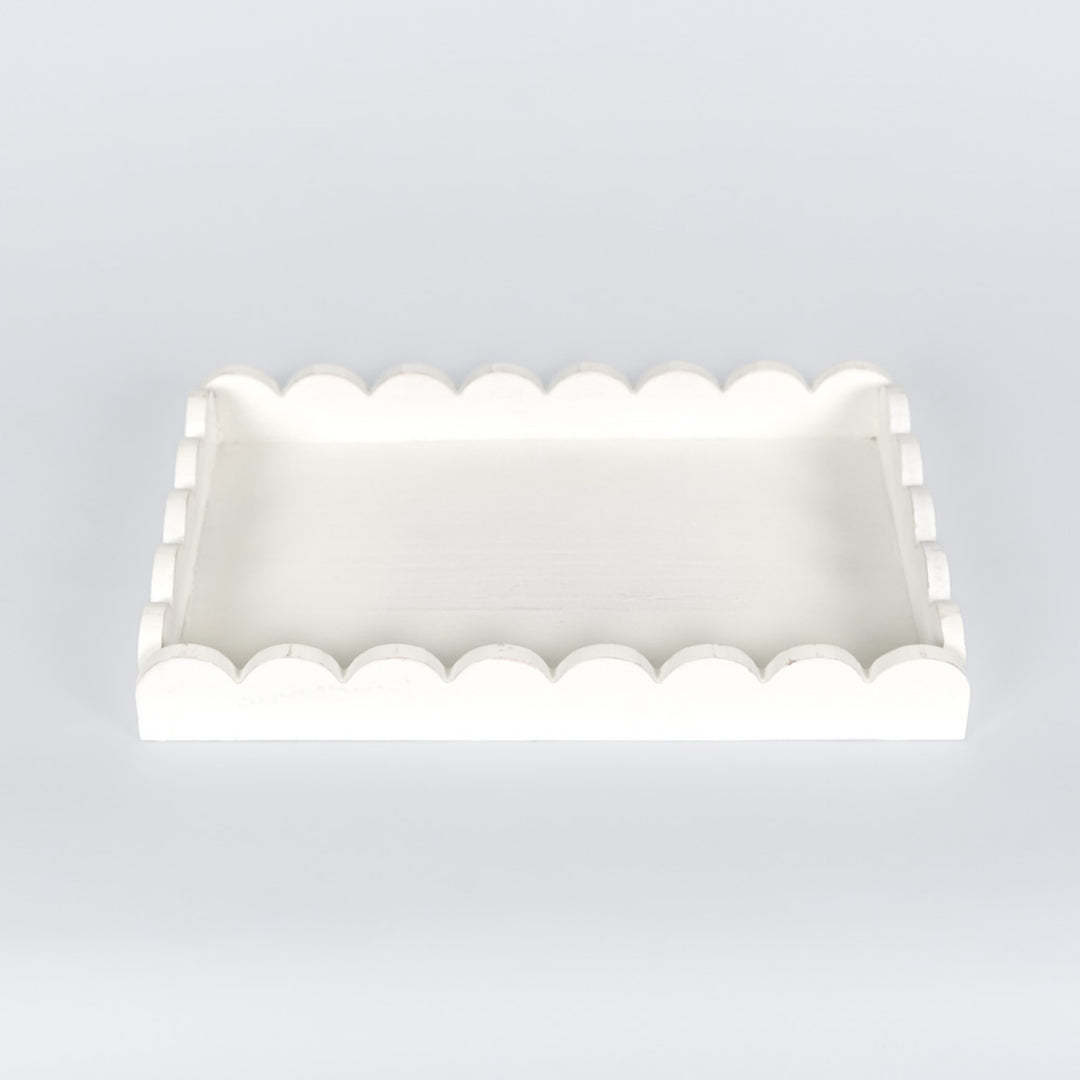 Wood Scallop Tray, 2 sizes, 4 colors
