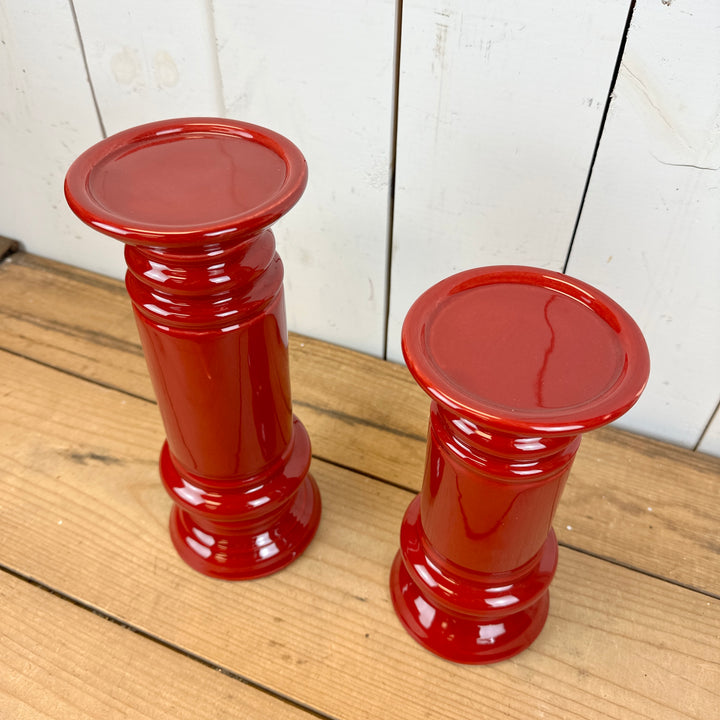 Red Ceramic Candlesticks