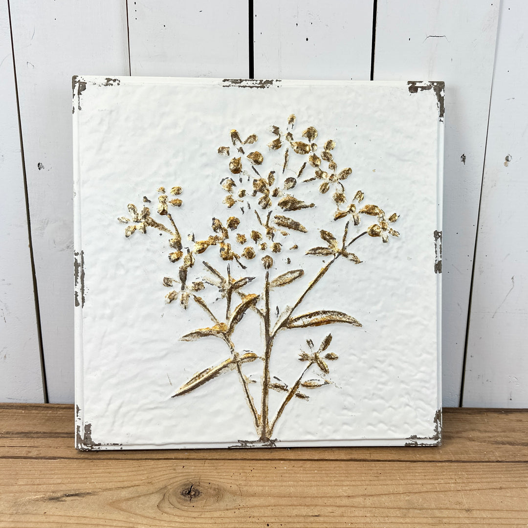 Gold & White Embossed Wall Decor