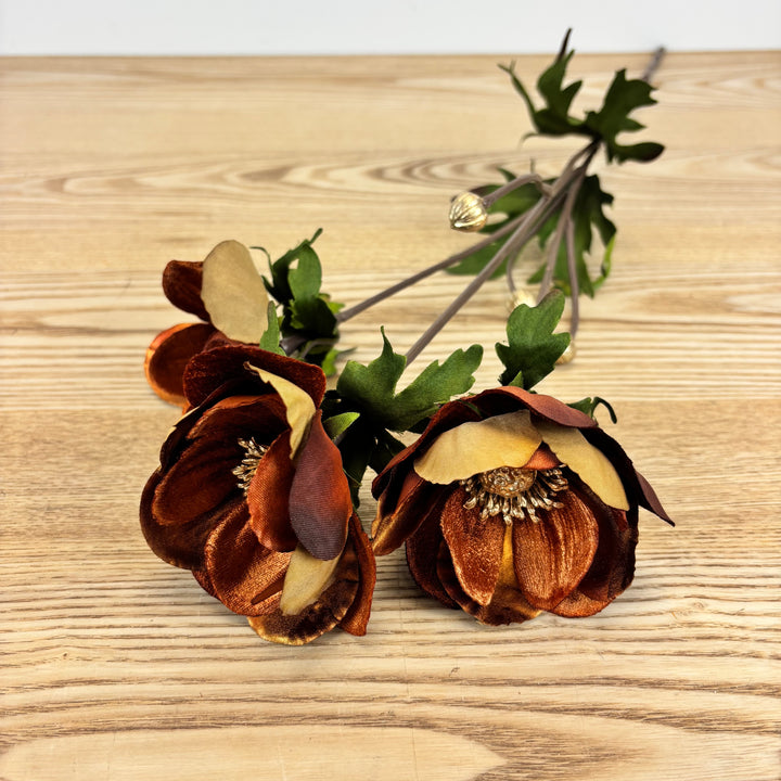 Velvet Anemone Spray, Nutmeg