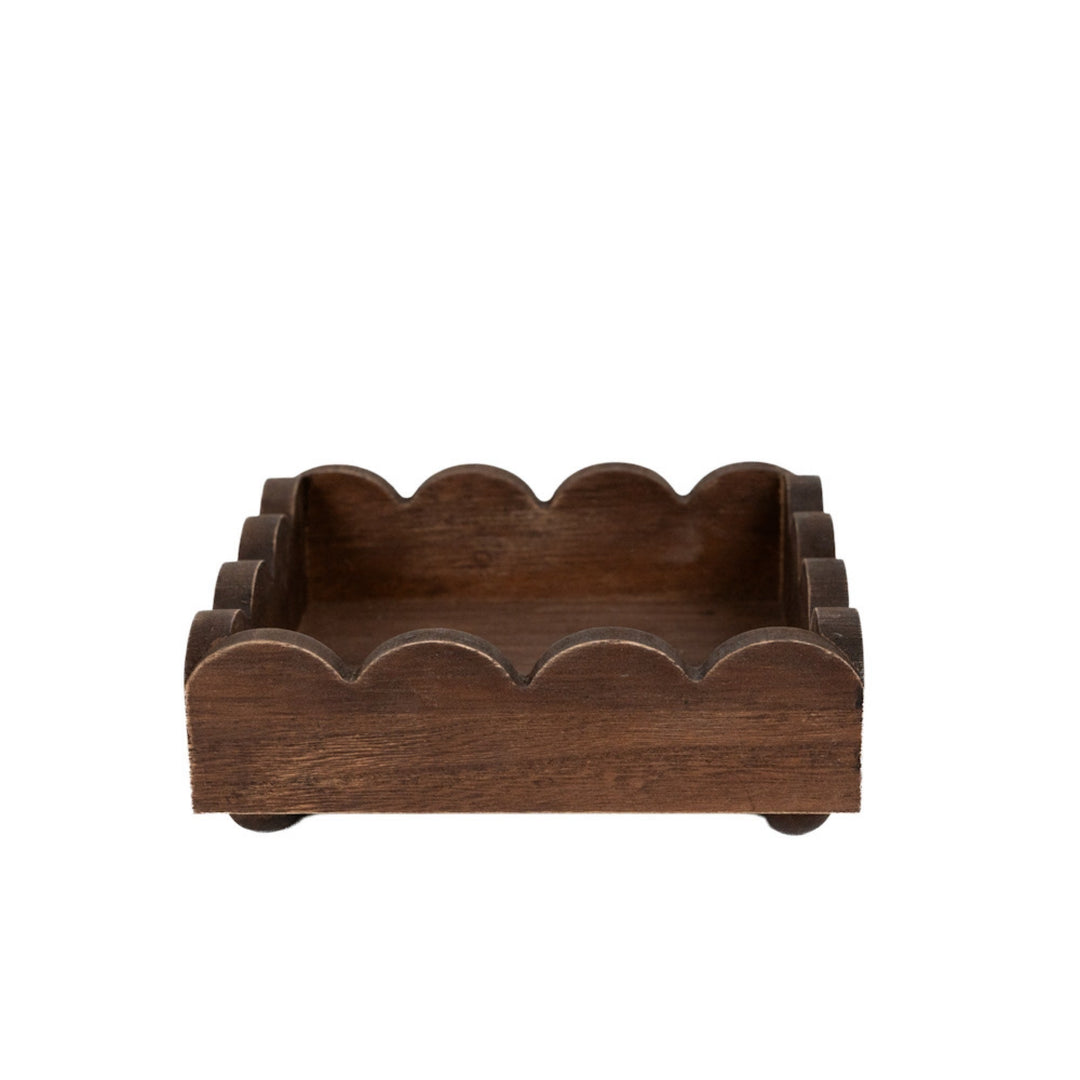 Wood Scallop Tray, 2 sizes, 4 colors