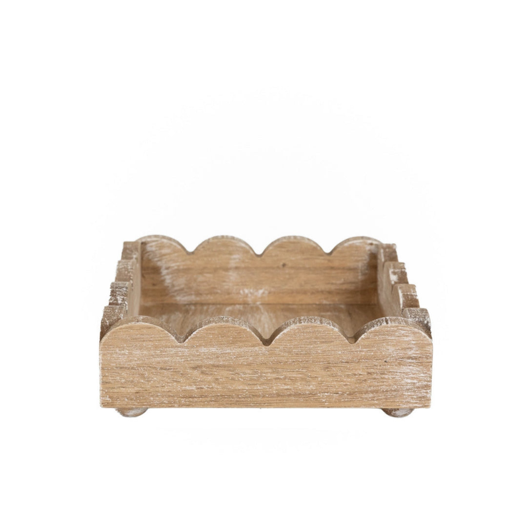 Wood Scallop Tray, 2 sizes, 4 colors