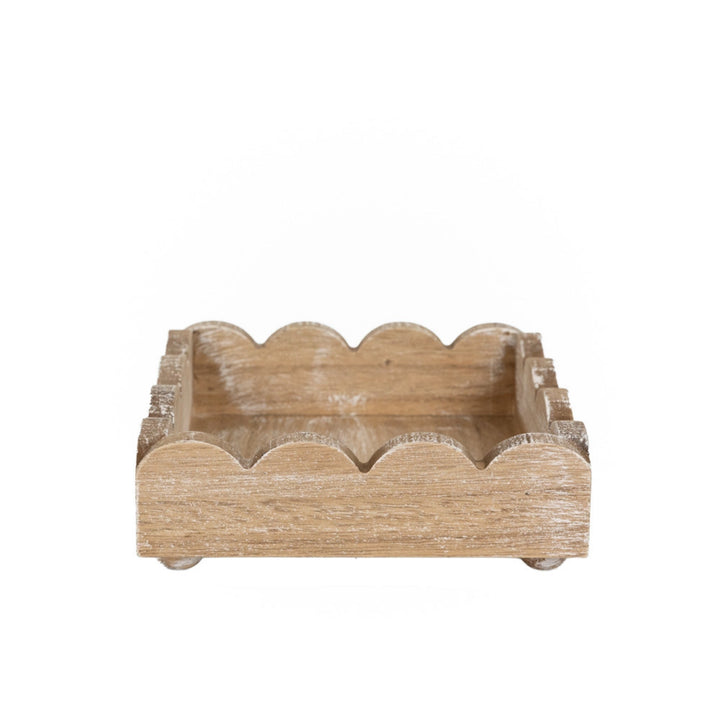 Wood Scallop Tray, 2 sizes, 4 colors