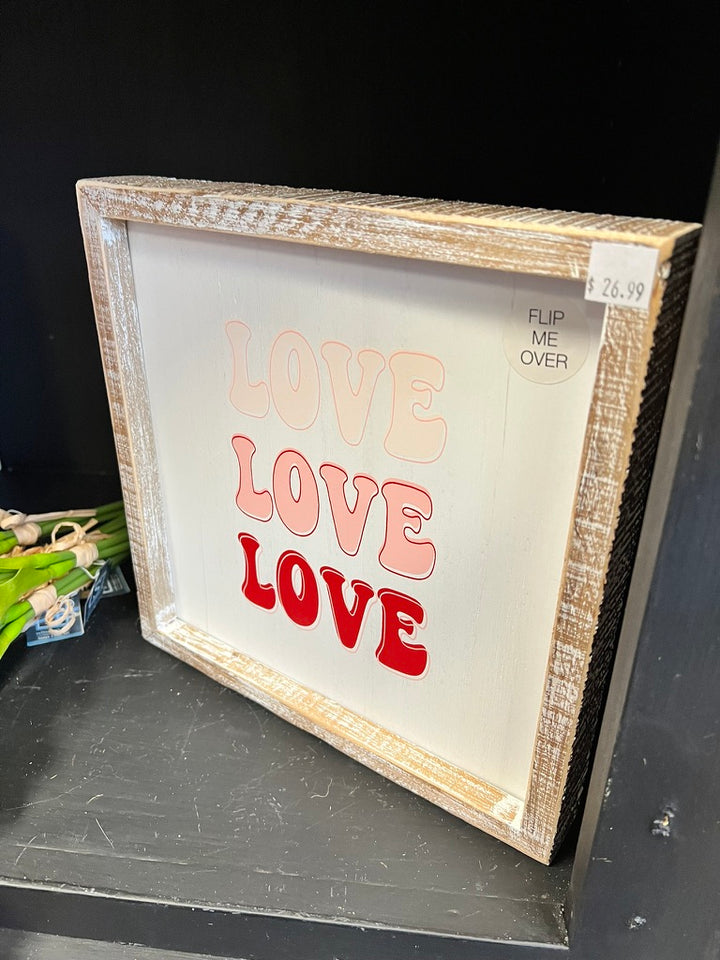 Love / Lucky Reversible Wooden Sign