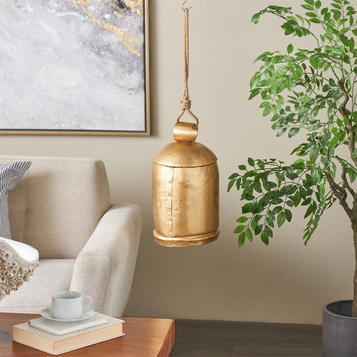 Extra Large Gold Bell with Jute Rope