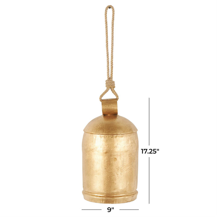 Extra Large Gold Bell with Jute Rope