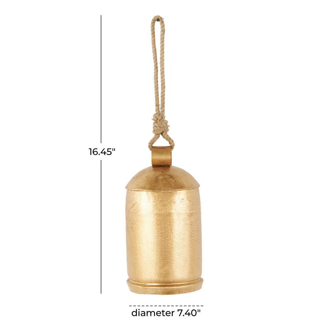 Large Gold Bell with Jute Rope