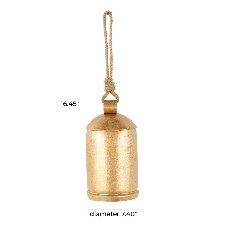 Large Gold Bell with Jute Rope