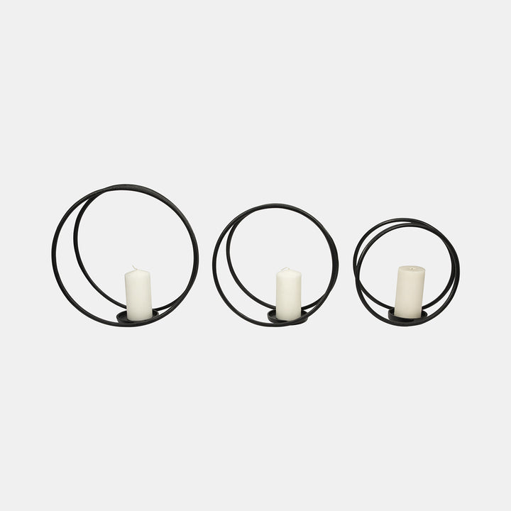 Black Double Ring Candle Holder, Three sizes
