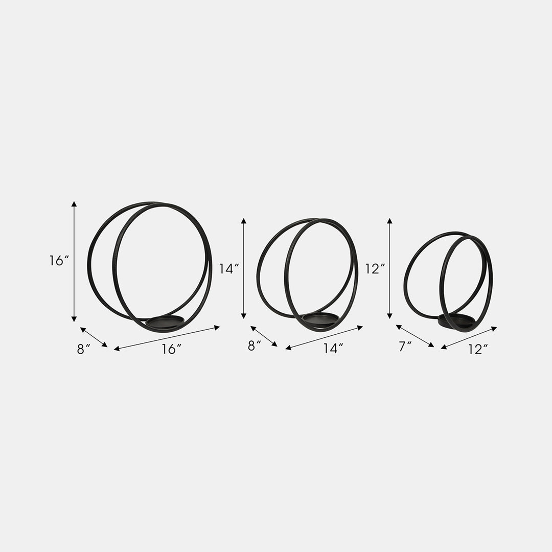 Black Double Ring Candle Holder, Three sizes