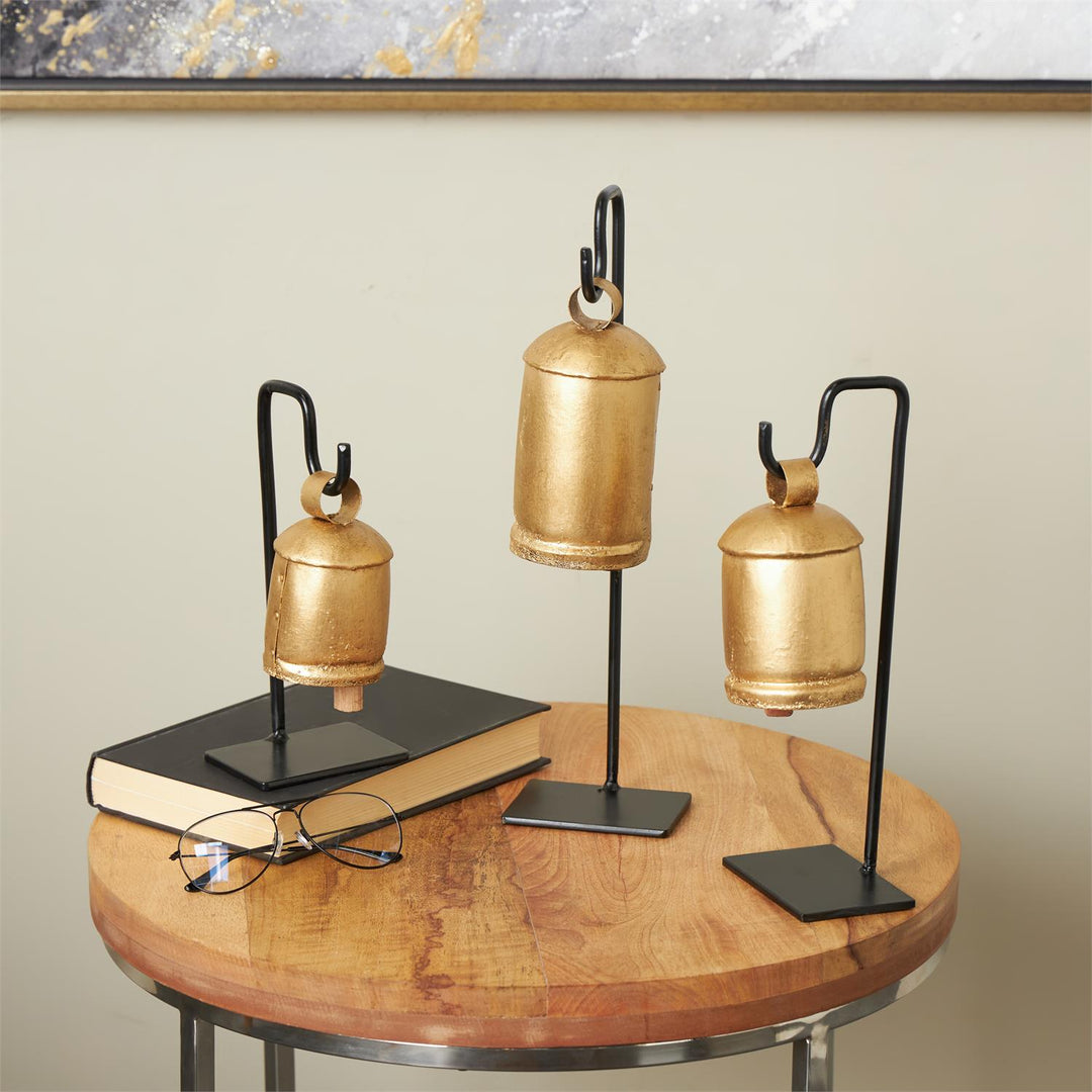 Gold Metal Bell on Stand, Three Sizes Available