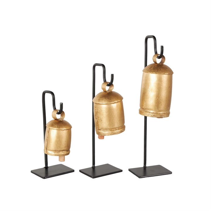 Gold Metal Bell on Stand, Three Sizes Available