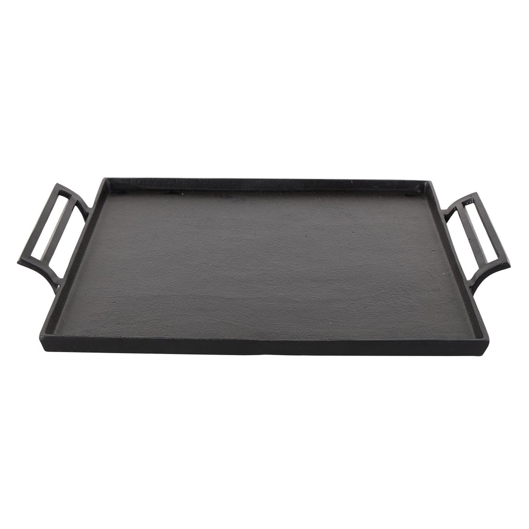 Black Aluminum Metal Square Tray with Handles