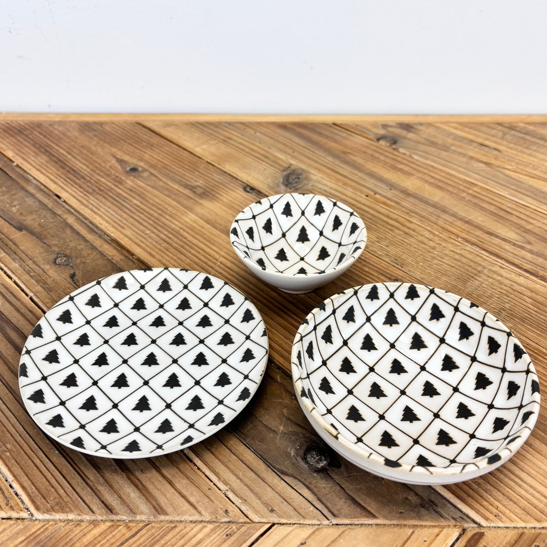 Tree Pattern Reactive Glaze Stoneware - 3 Styles